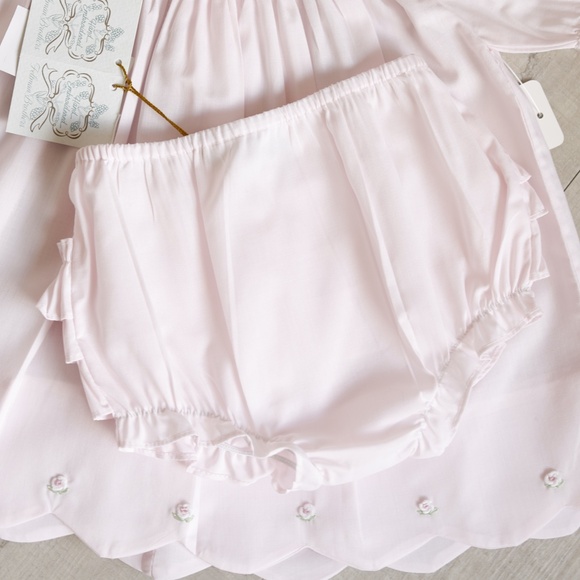 Pink Heirloom Smocked Bishop Dress Bloomer Hat Set Feltman Brothers NWT 6 Months - Picture 6 of 9